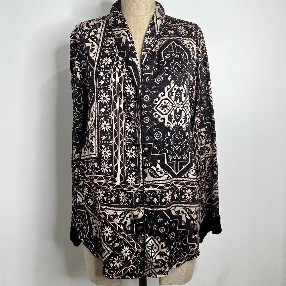 Johnny Was Workshop Ophelia Silk Velvet Mix Pajama Top Shirt W16421-9